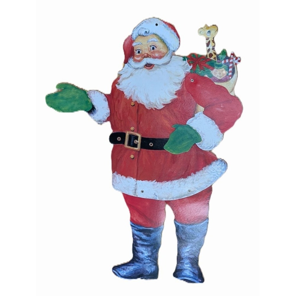 Vintage Jointed Die Cut Santa Claus Cardboard Decoration, 14 x 25, Minor Flaws - Picture 5 of 6